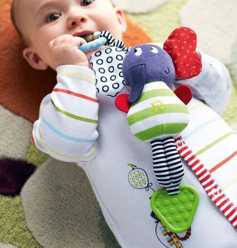 Musical Elephant Stroller Hanging Teether Baby Toy