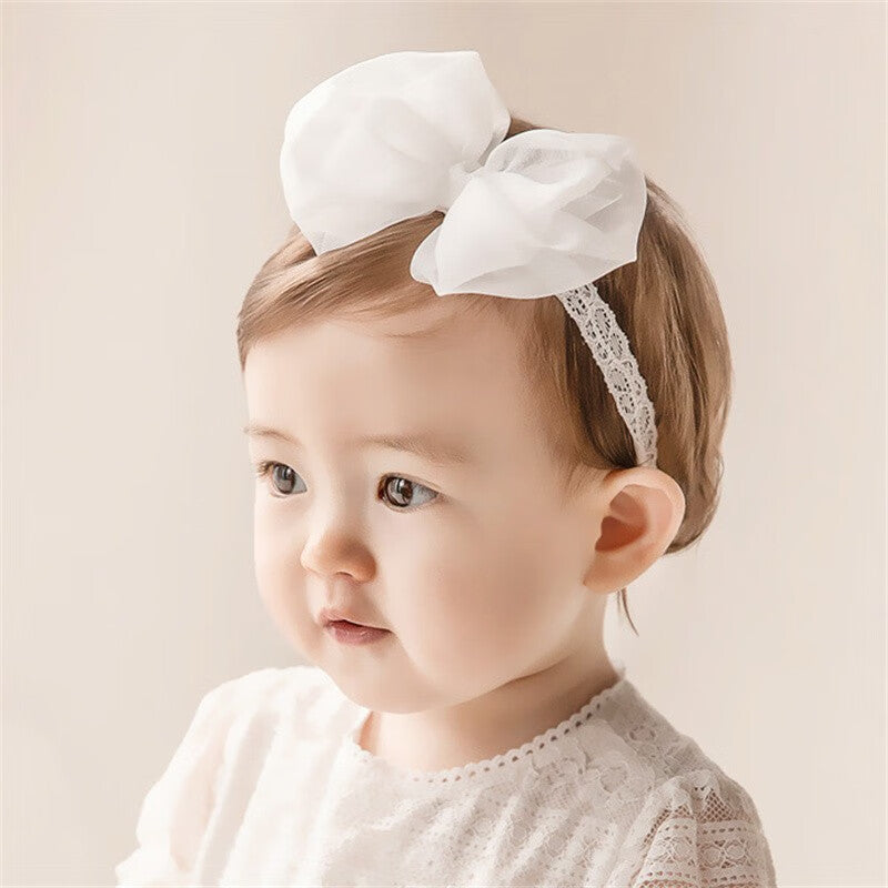 Baby Girls Cute Bow-Knot Headband Soft Lace Floral Hairband