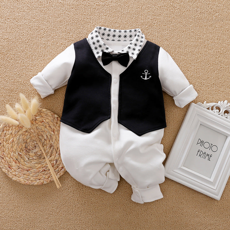 Gentleman Baby Long Sleeve Romper Outfit