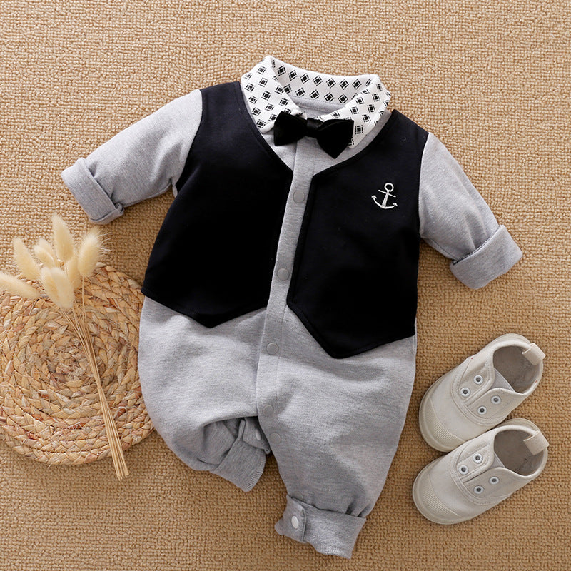 Gentleman Baby Long Sleeve Romper Outfit