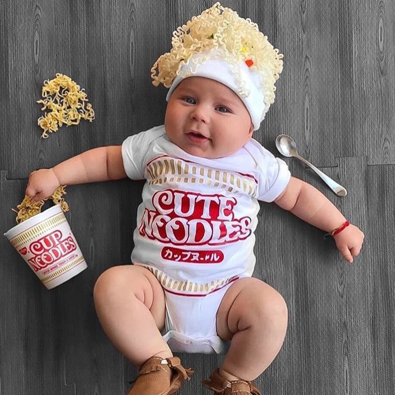 Baby Cute Noodles Short Sleeve Triangle Romper