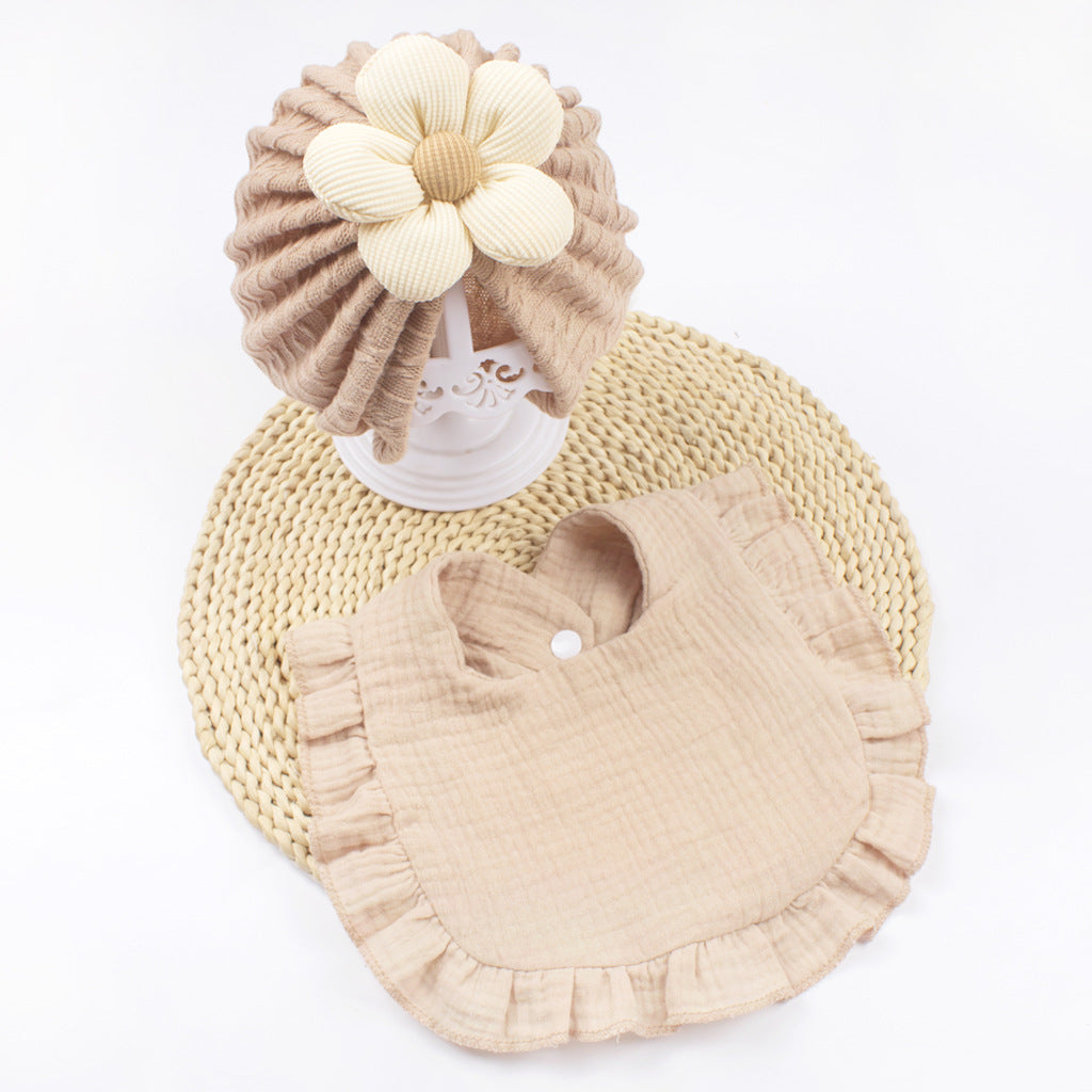 Newborn Muslin Frilly Hat And Bib Set