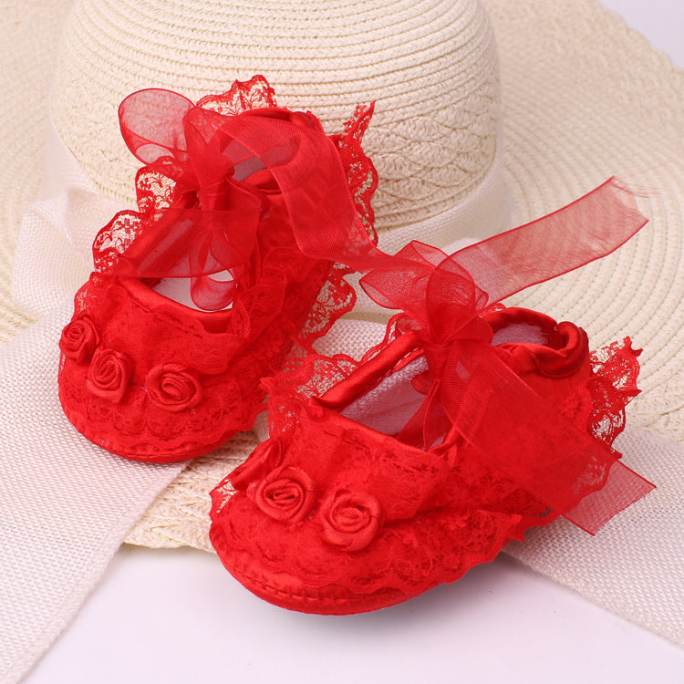 Manufacturer Taobao Baby Toddler Soft Sole Lace Princess Shoes