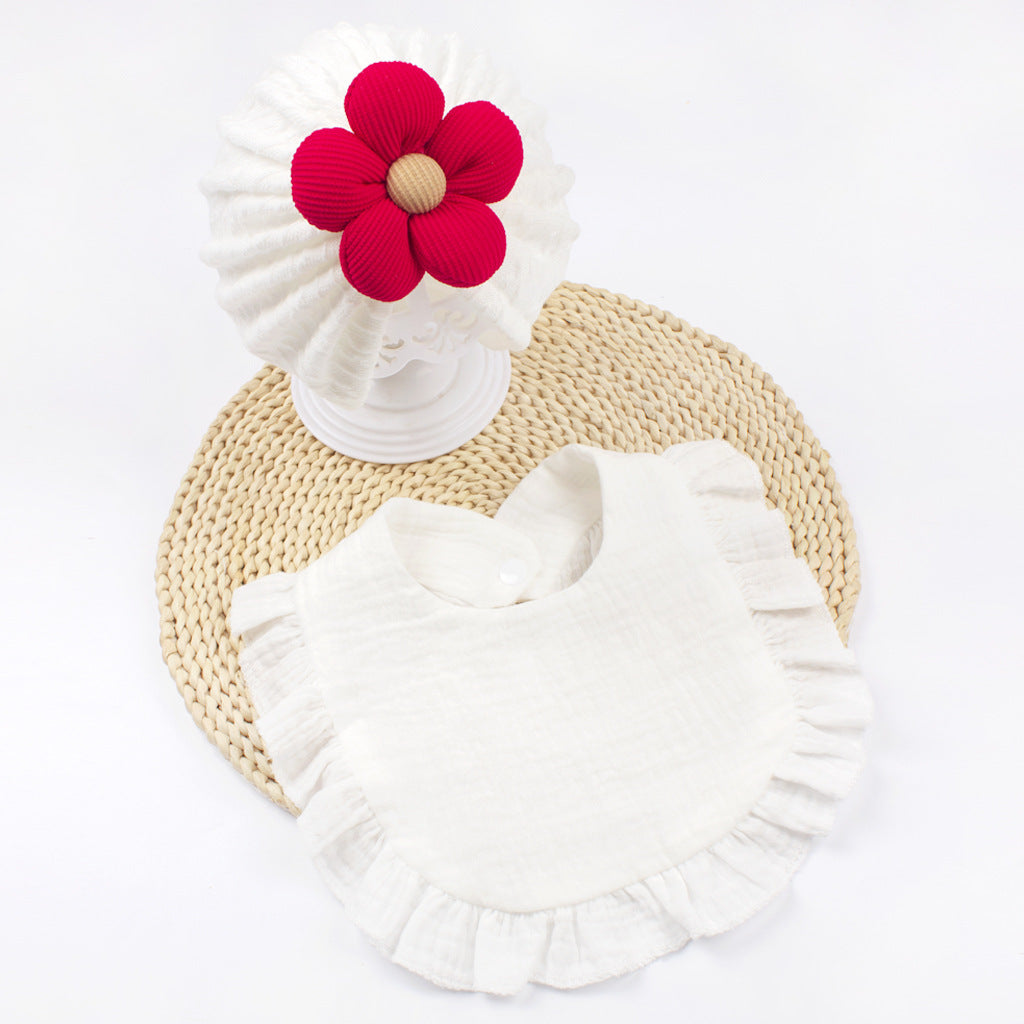 Newborn Muslin Frilly Hat And Bib Set
