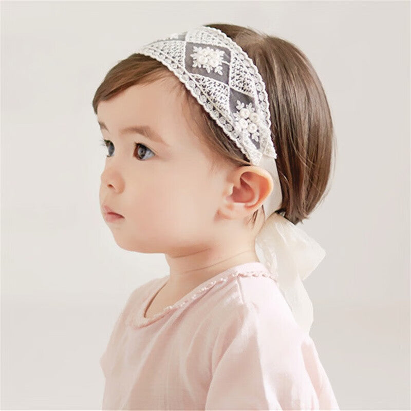 Baby Girls Cute Bow-Knot Headband Soft Lace Floral Hairband