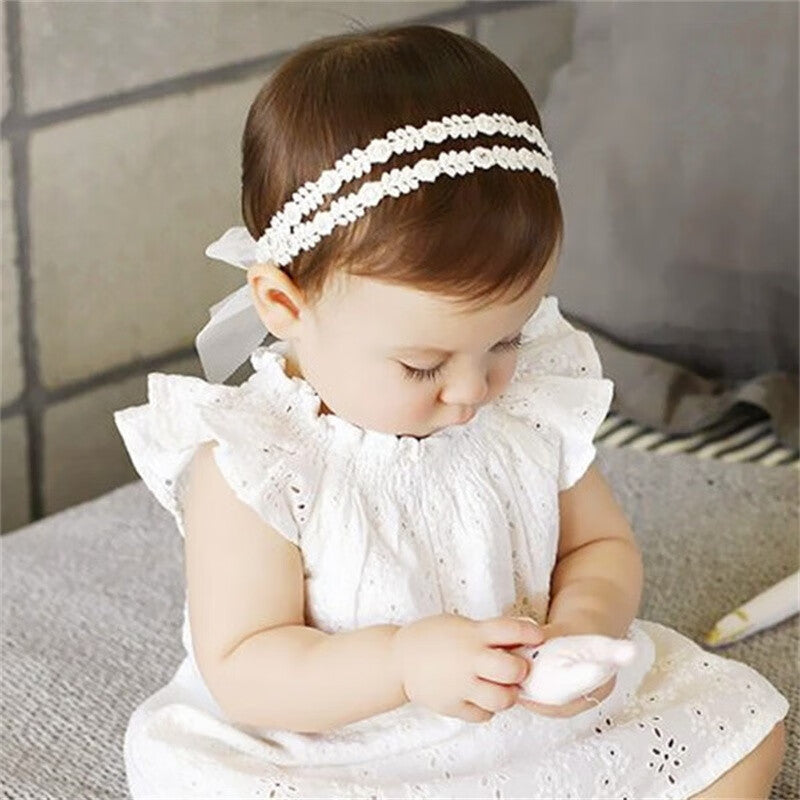 Baby Girls Cute Bow-Knot Headband Soft Lace Floral Hairband