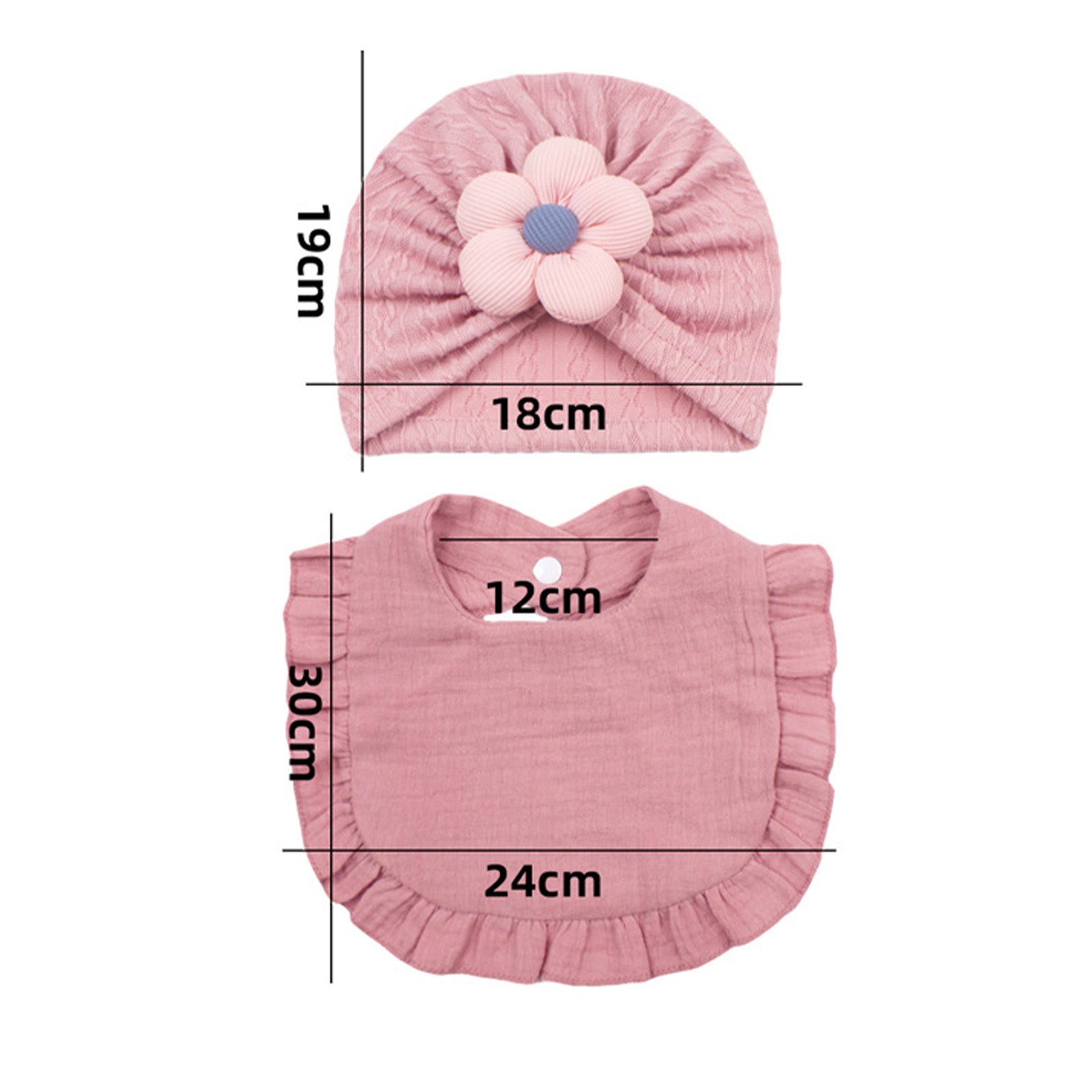 Newborn Muslin Frilly Hat And Bib Set
