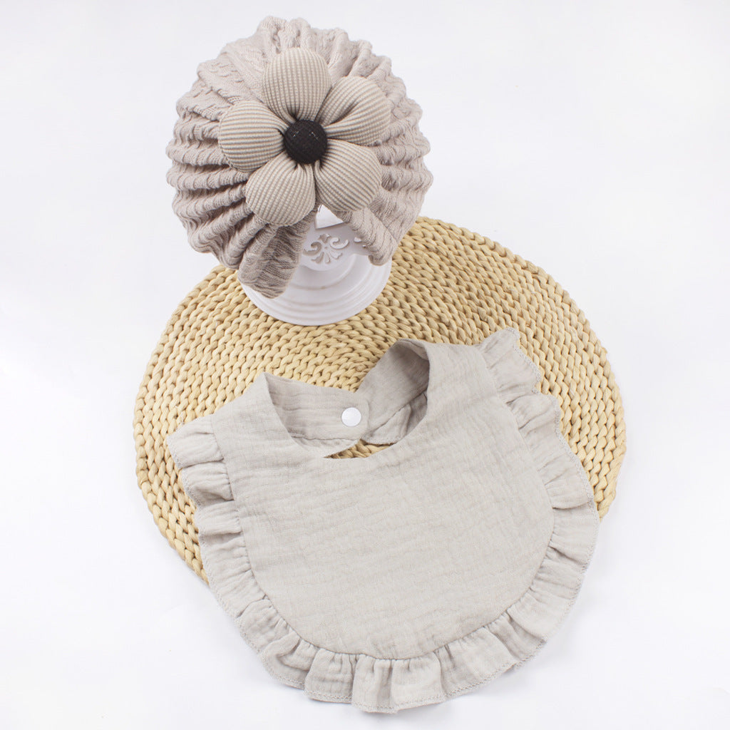 Newborn Muslin Frilly Hat And Bib Set