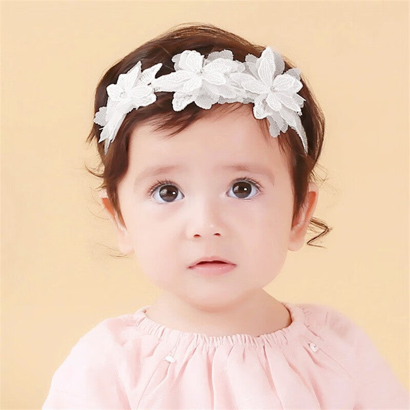 Baby Girls Cute Bow-Knot Headband Soft Lace Floral Hairband