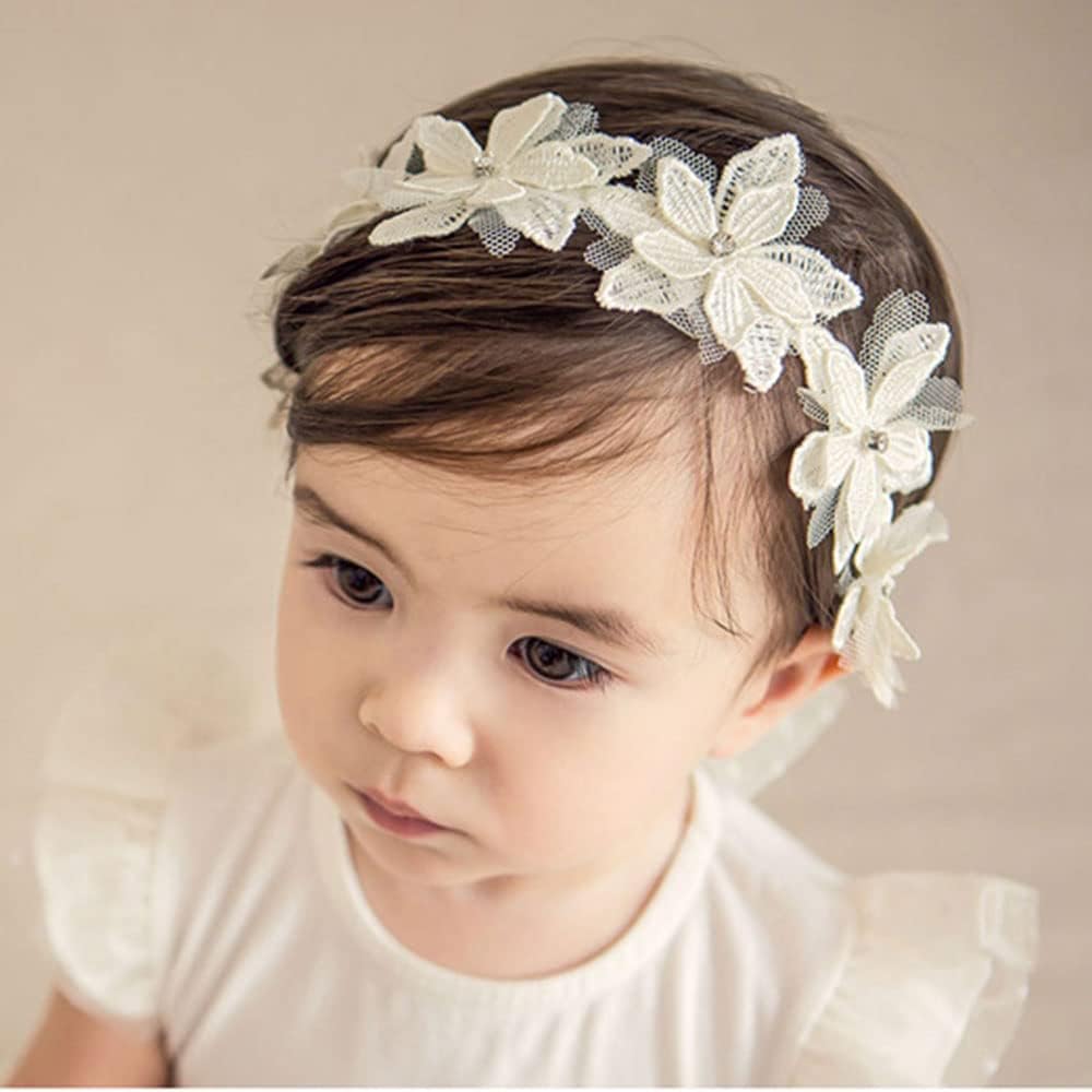 Baby Girls Cute Bow-Knot Headband Soft Lace Floral Hairband