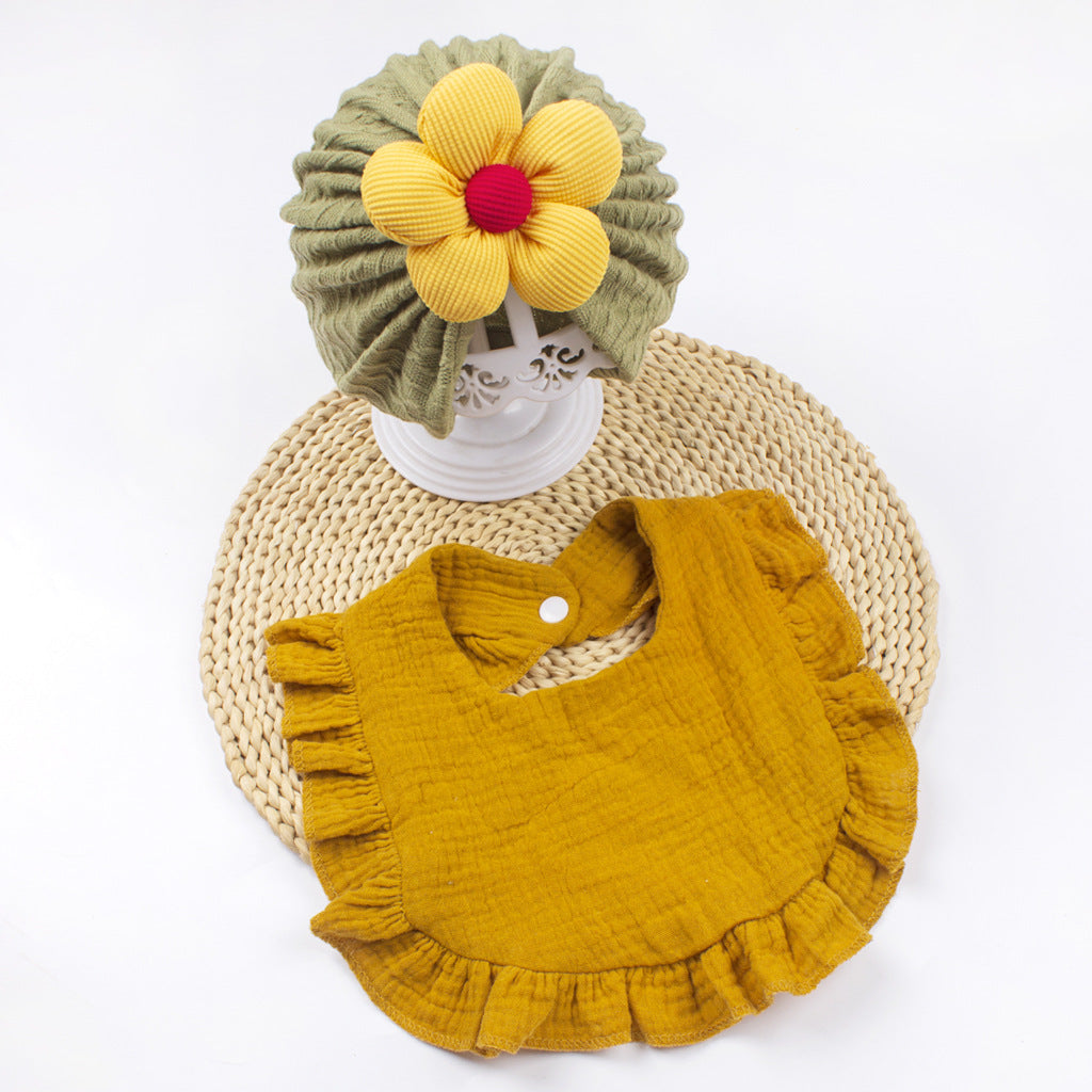 Newborn Muslin Frilly Hat And Bib Set