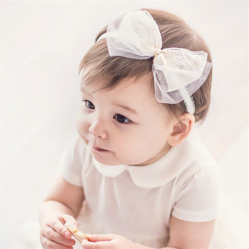 Baby Girls Cute Bow-Knot Headband Soft Lace Floral Hairband
