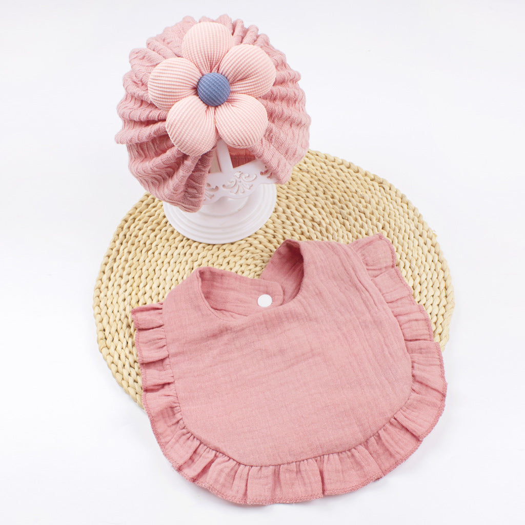 Newborn Muslin Frilly Hat And Bib Set