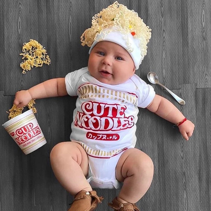 Baby Cute Noodles Short Sleeve Triangle Romper