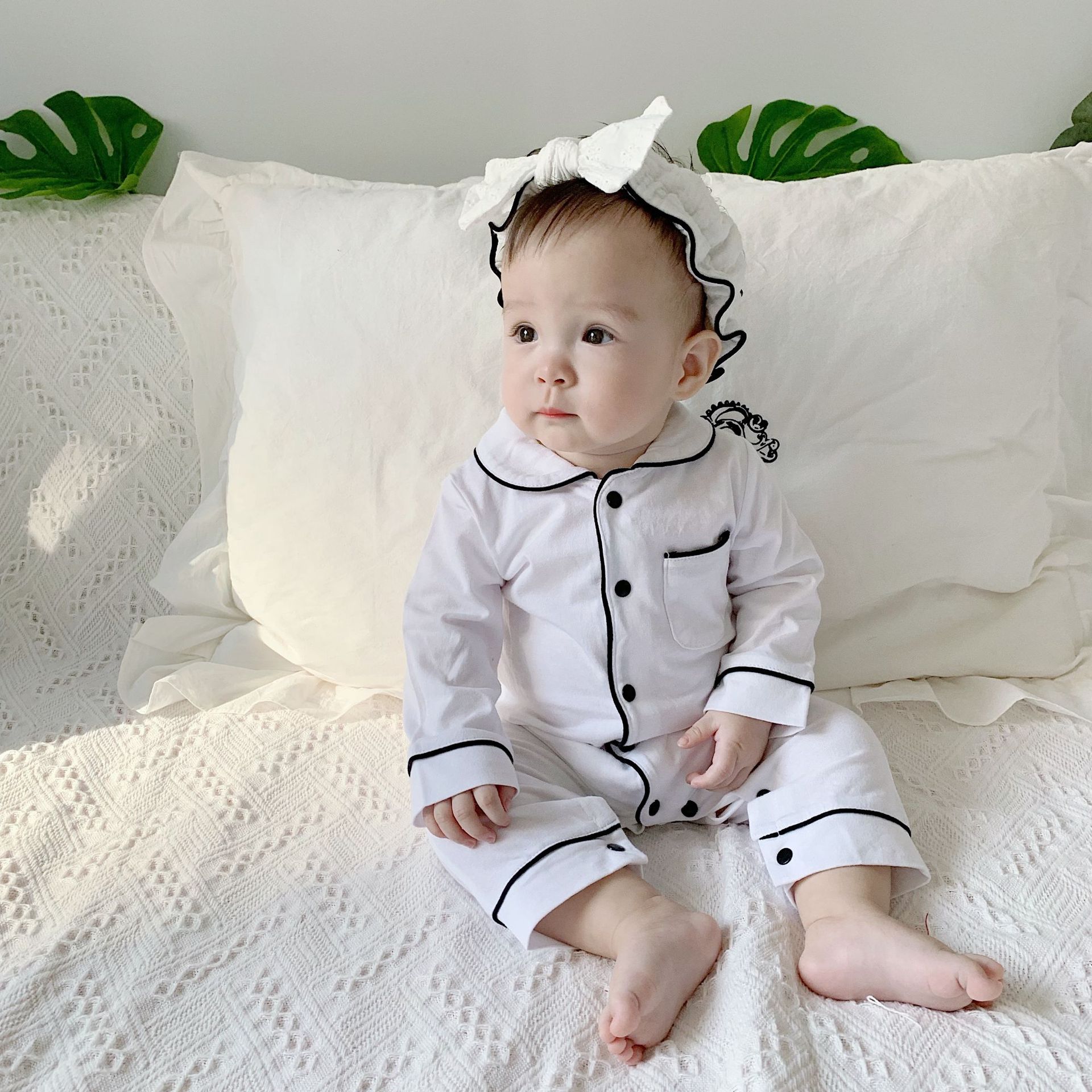 Baby Solid Color Onesie Pajama Outfit