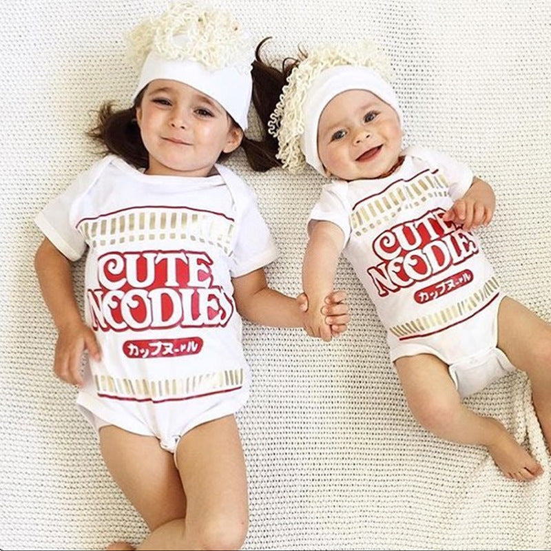 Baby Cute Noodles Short Sleeve Triangle Romper