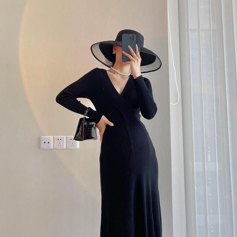 High Stretch Net Red Maternity Dress