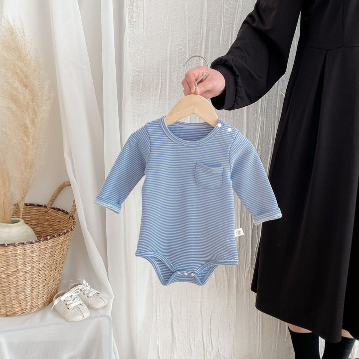 Striped Triangle Baby Long Sleeve Romper (Unisex Jumpsuit)