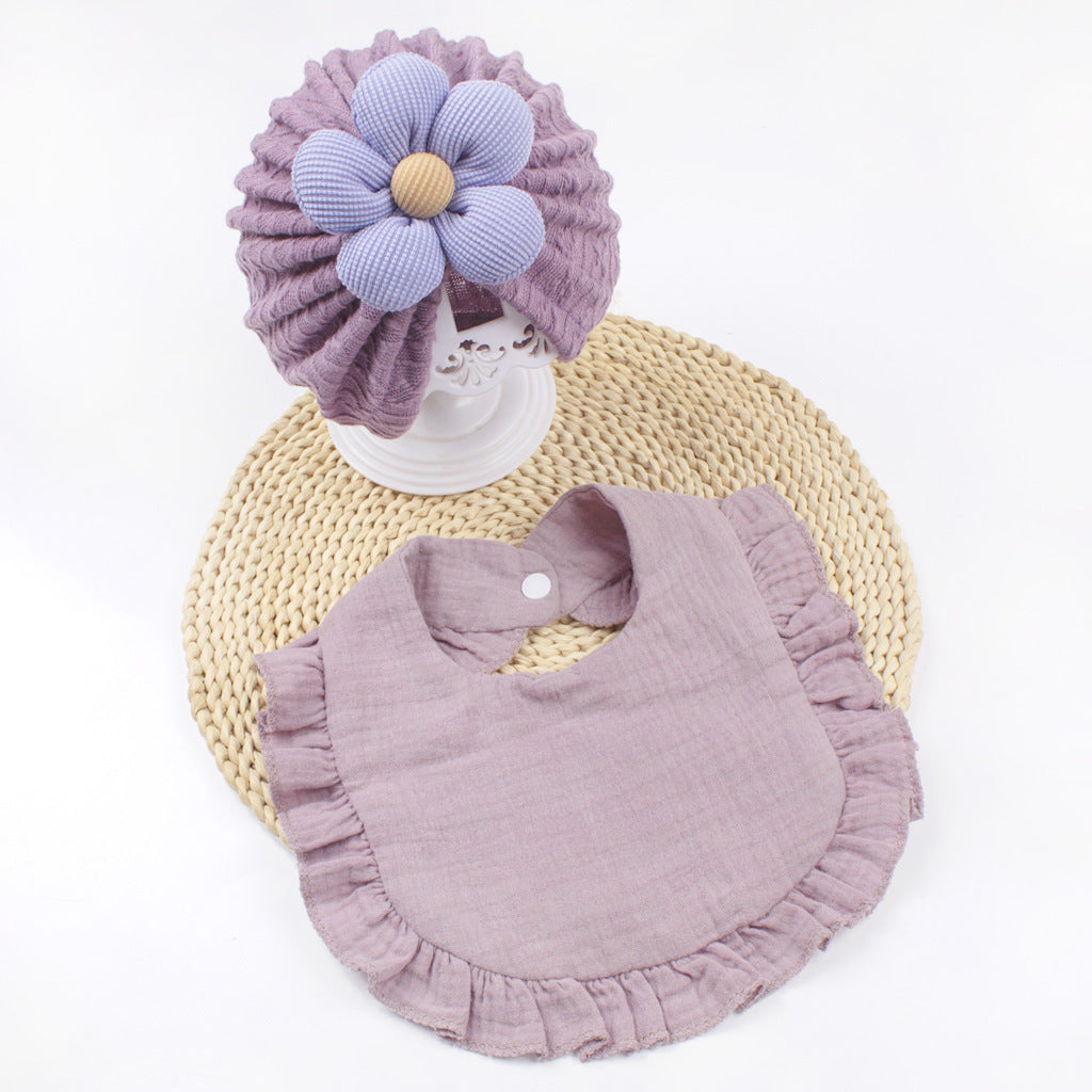 Newborn Muslin Frilly Hat And Bib Set