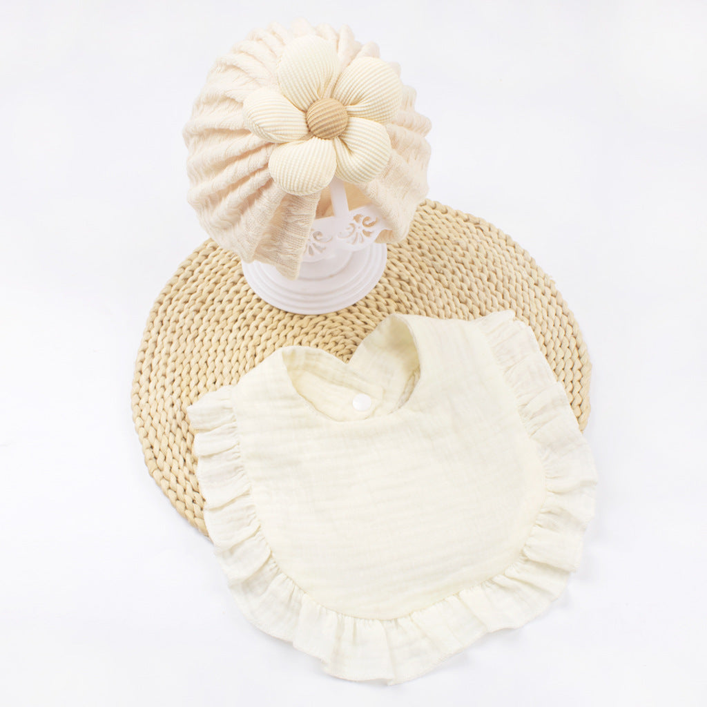 Newborn Muslin Frilly Hat And Bib Set