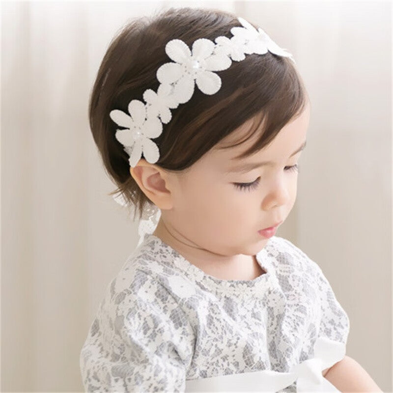 Baby Girls Cute Bow-Knot Headband Soft Lace Floral Hairband